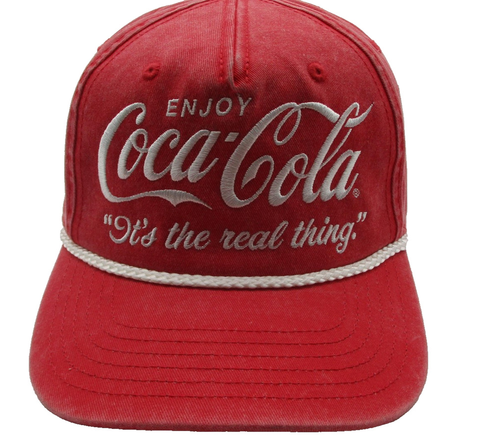 Coca-Cola Hat Cap Snap Back Mens One Size Red Enjoy It's The Real Thing Slogan